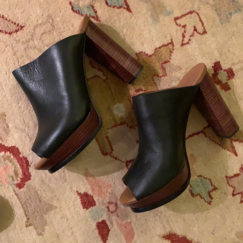 See by Chloe black platform slides